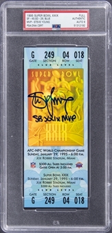 1995 Steve Young Signed Super Bowl XXIX Full Ticket From Youngs MVP Performance - PSA Authentic, PSA/DNA 9